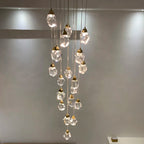 Diamond Crystal Ball Chandelier, Luxury LED Light Fixture for Staircase and Living Room