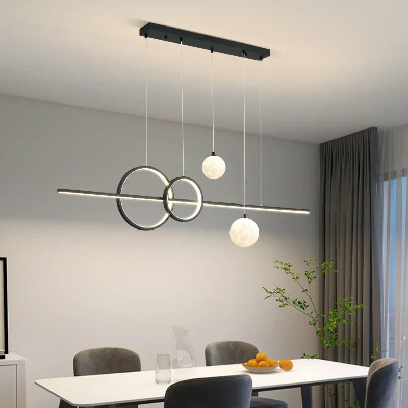 Minimalist LED Pendant Lights for Dining Living Room Restaurant Home - Black White 120cm