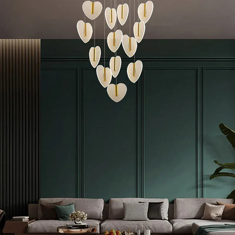 Love Chandelier: Luxury Crystal Gold Lighting for Staircase & Living Room