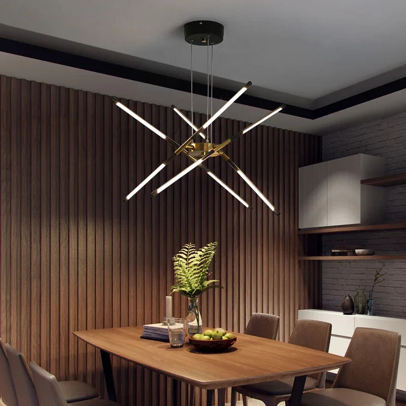 Linen Ceiling Chandelier: Black Gold Pendant Lamp for Home, Office, or Restaurant