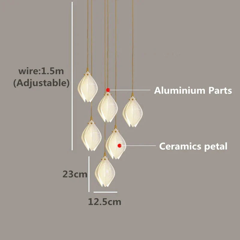 Ceramic Petal Hanging Chandelier - Elegant Décor for Hotel, Restaurant, and Home