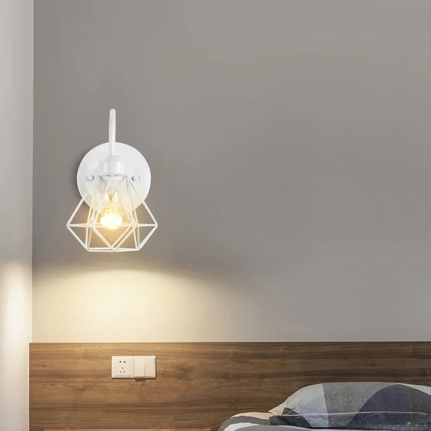 Industrial Cage Wall Lamp Vintage Retro Loft LED Sconce E27