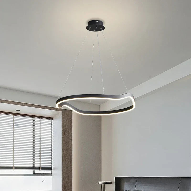 Modern Curve Ring LED Pendant Chandelier for Living Dining Bedroom