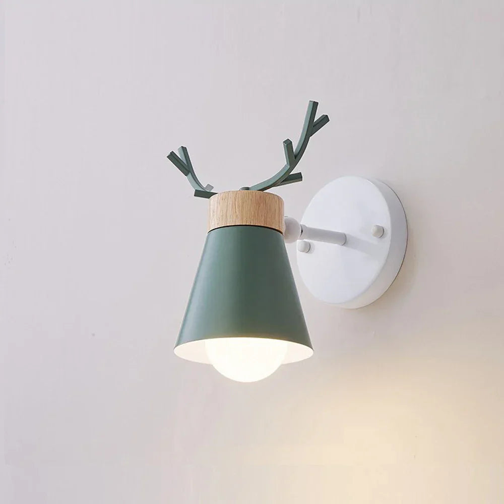LED Antlers Wall Lamp Wooden Nordic Vintage Modern Loft Bedroom Lighting E27