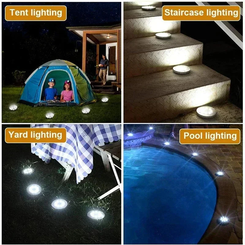 Solar Disk Light Outdoor Garden Spotlight Underground LED Lamp