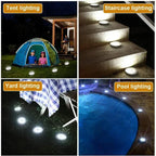 Solar Disk Light: Outdoor Garden LED Spotlight for Deck, Underground, or Buried Use