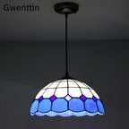 Tiffany Square Pendant Light, Stained Glass Hanging Lamp for Home Decor