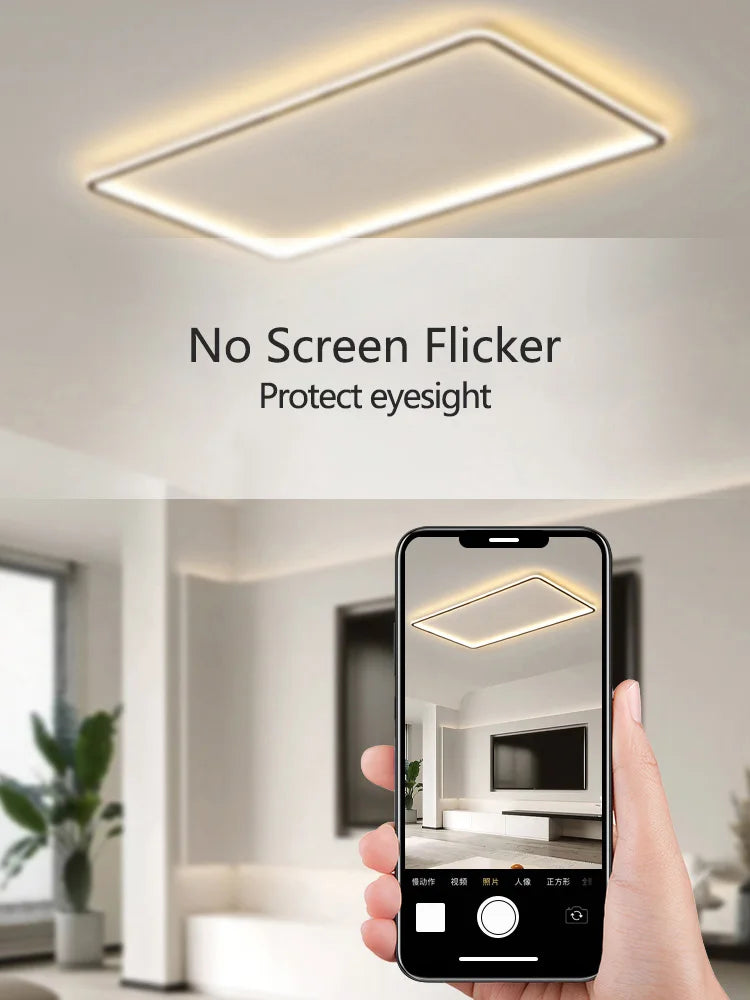 Modern LED Ceiling Lights Rectangular Smart Main Lamp Nordic Style