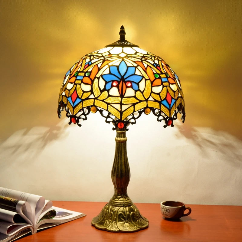 Dragonflys Tiffany Stained Glass Table Lamp Vintage Bedroom Desk Light