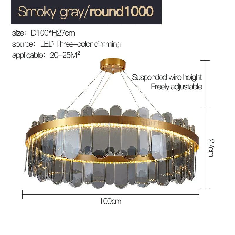 Modern Crystal Glass Chandelier Light for Living Room Dining Bedroom Kitchen Décor