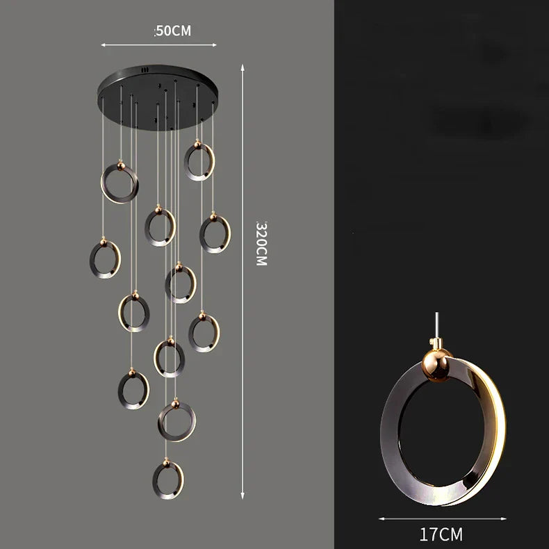 Crystal Chandelier Stair Pendant, Modern Living Room Lighting, Interior Home Decoration