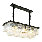 Gold Black Metal LED Chandelier with K9 Crystal - Retro Square Chain Pendant Lighting