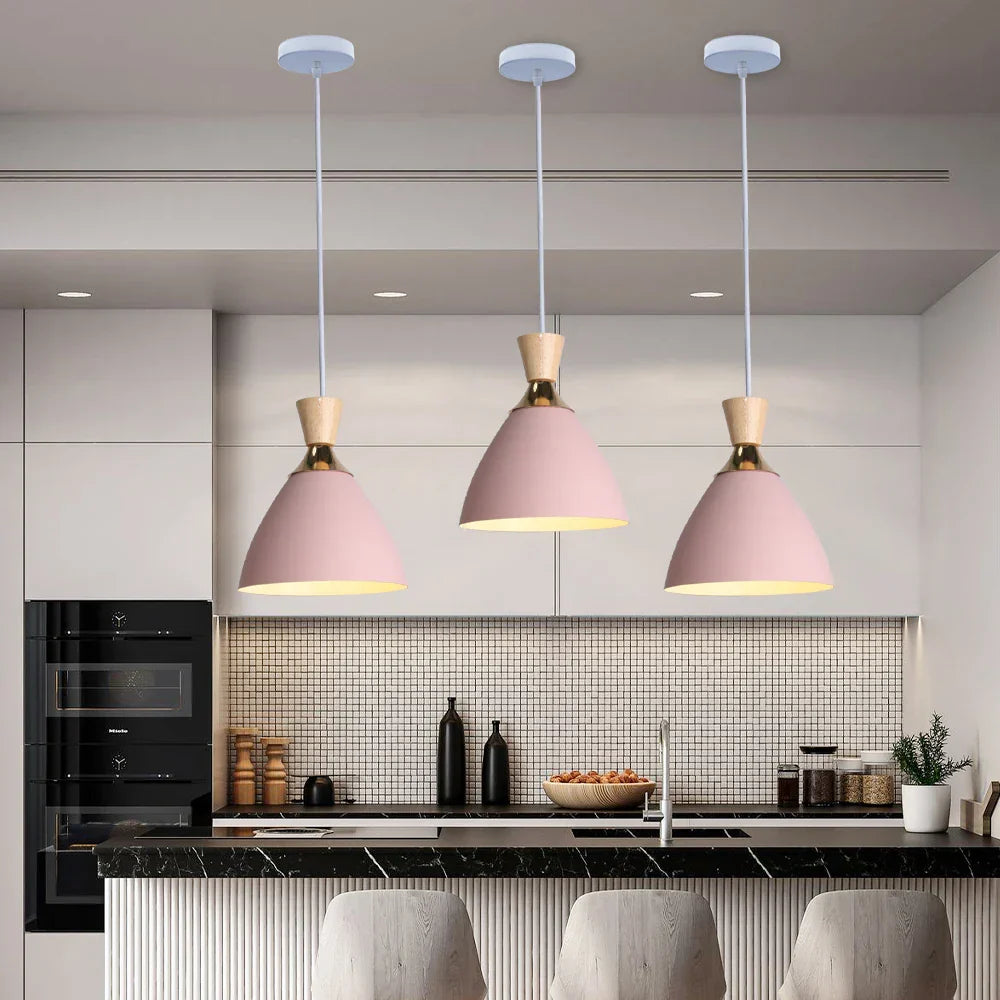 Nordic Pink Chandelier LED Pendant Light Modern Minimalist Ceiling Lamp