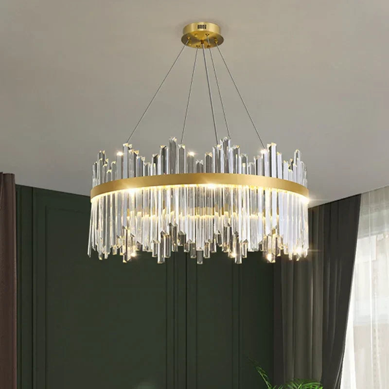 Shiny Crystal Chandelier Dimmable LED Luxury Ceiling Light