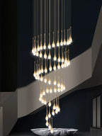 Crystal LED Staircase Chandelier - Gold Pendant Lamp for Living Room & Lobby