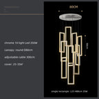 Modern Crystal LED Pendant Lights Steel Rectangle Hanging Lamp