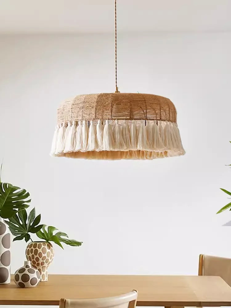 Hemp Rope Ceiling Chandelier: Japanese-Inspired Twine Pendant Lights for Home Decor