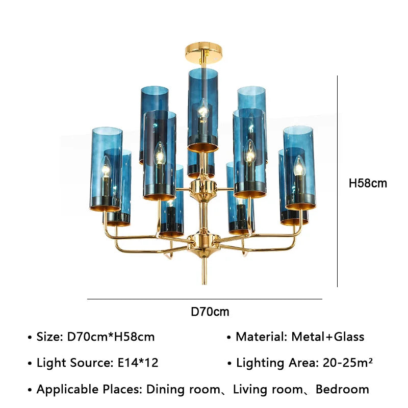 American Lustre Glass Chandelier LED Pendant Light Fixture