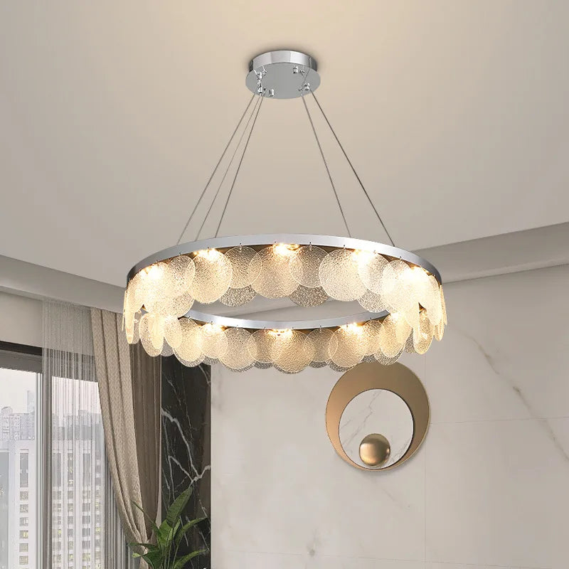 Modern Chrome Steel Ceiling Chandelier: Stylish LED Ceiling Lights for Living Room Décor