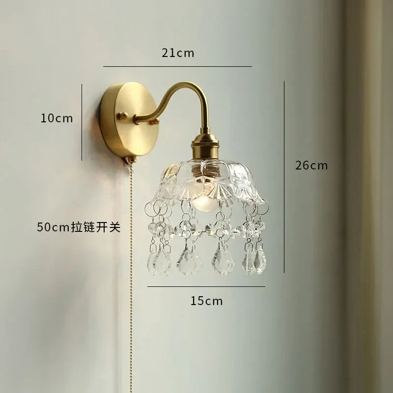 Copper LED Wall Sconce Mirror Stair Light with Pull Switch