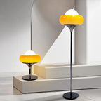 Retro Orange Glass Table Lamp with Egg Tart Lampshade