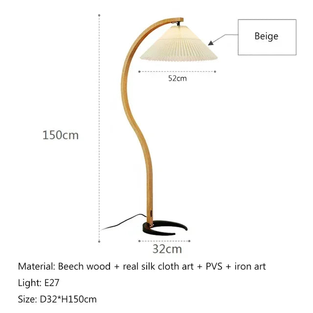 Solid Wood LED Floor Lamp for Living Room Bedroom Study Decor