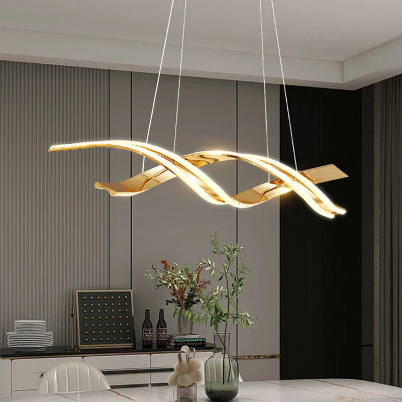 Modern Gold Dimmable LED Pendant Chandelier for Dining Room Kitchen Island