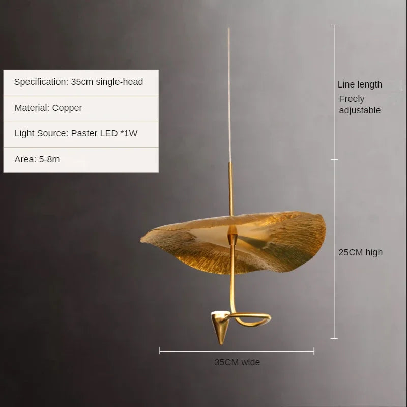 Modern Copper Lotus LED Chandelier for Duplex Living Room - Luxury Indoor Lighting Fixtures