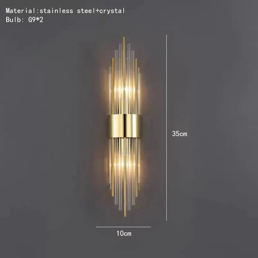 Crystal LED Wall Lamp Stainless Steel Sconces for Bedroom Dining Room