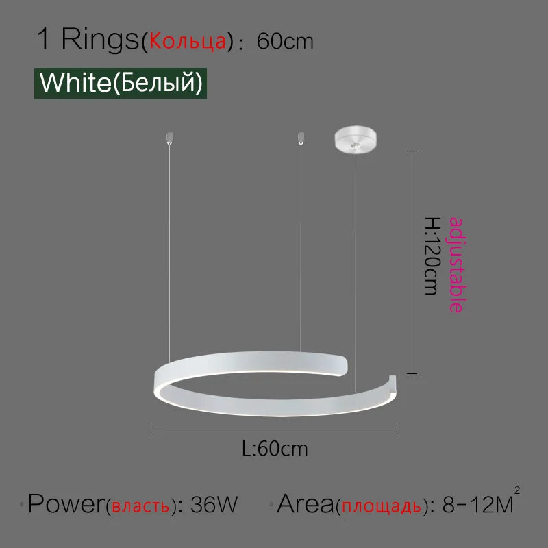 Modern Nordic Ring Chandelier LED Round Ceiling Light Pendant Lamps