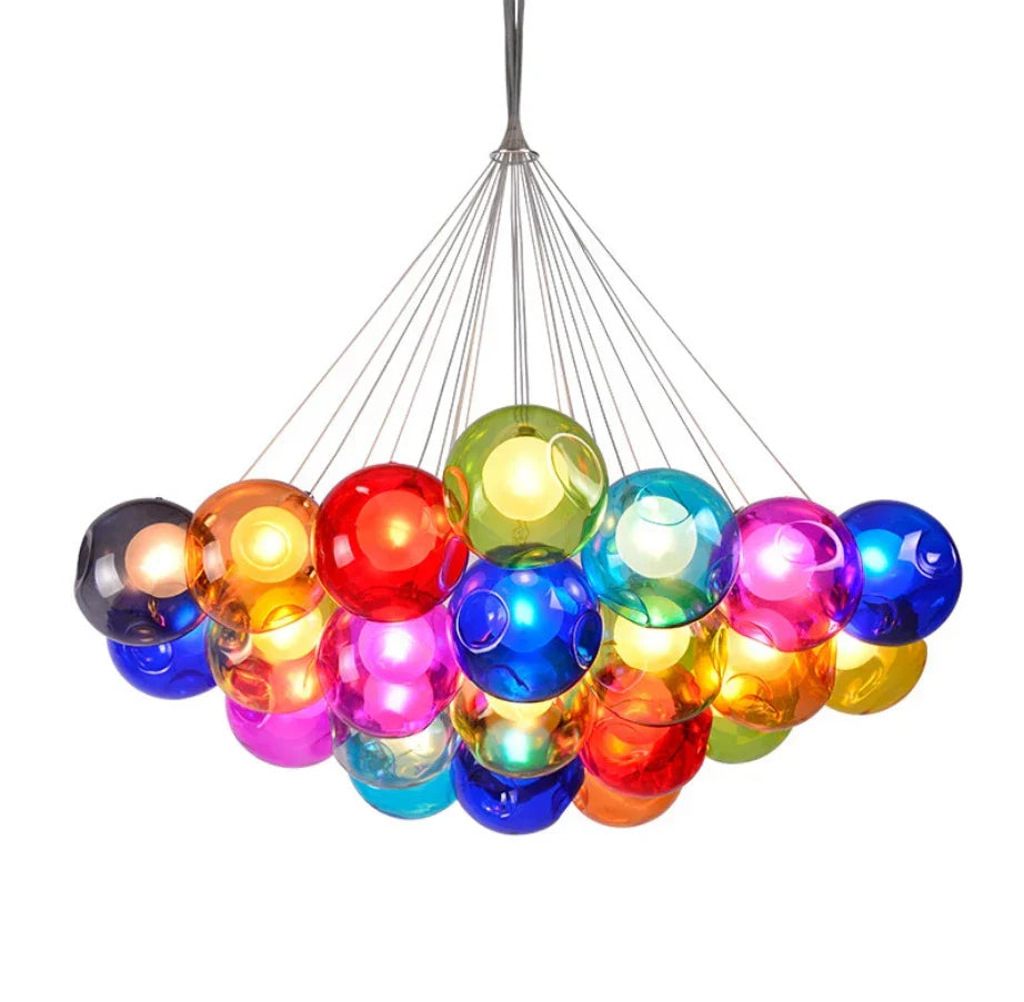 Colorful Glass Ball Bubble Chandelier LED Pendant for Home Dining Room Decor