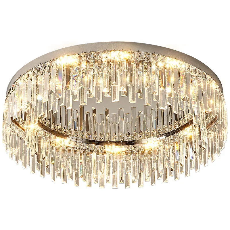 Luxury Crystal Round Black Gold Ceiling Chandelier for Bedroom Living Room Lighting