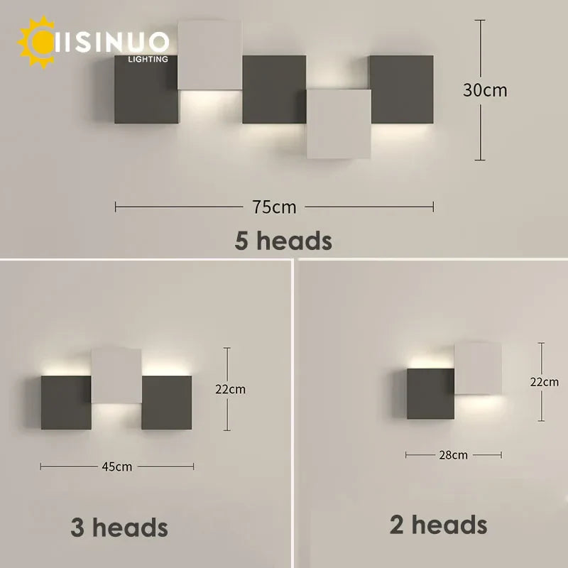 Geometric LED Wall Sconce Black White Light for Living Room Bedroom Hallway
