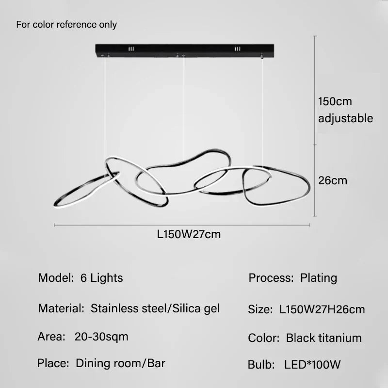 Luxury Steel Pendant Chandelier Dimmable LED Luminarias