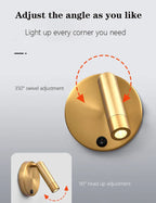 Modern Nordic Wall Lamp Sconce Black Brass Rotating Reading Light 3W