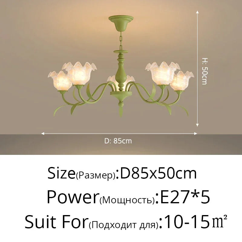 Lily Of The Valley Glass Chandelier Light: Modern Cream Wind Lamp for Living Room & Bedroom