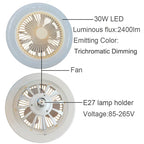 Modern 30W LED Ceiling Fan Light for Bedroom, Kitchen & Balcony