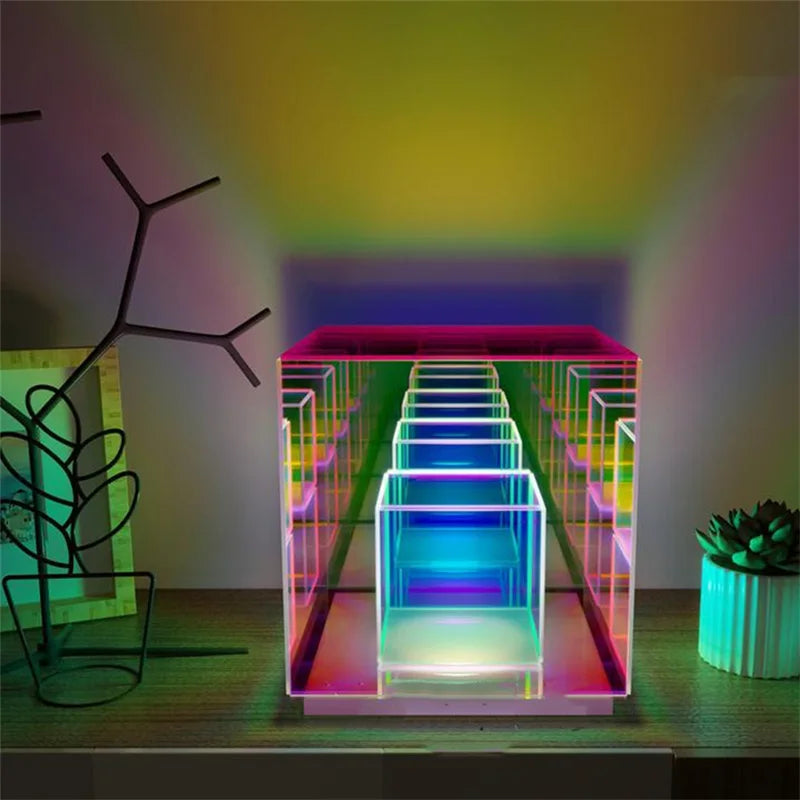 LED Square Color Cube Table Lamp for Home Bedroom Decoration