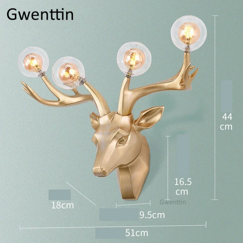 Resin Antlers Wall Sconce: Modern LED Deer Light Fixture for Home Decor