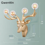 Resin Antlers Wall Sconce: Modern LED Deer Light Fixture for Home Decor