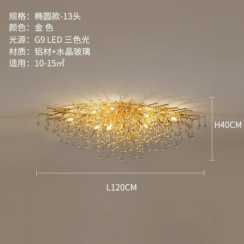 Luxury Crystal LED Chandelier: Modern Nordic Gold/Silver Ceiling Lamp for Home Decor