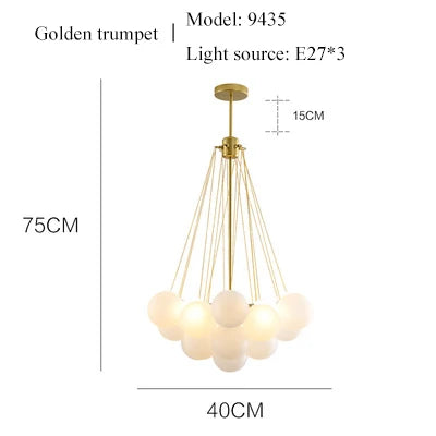 Modern Glass Ball Chandelier LED Pendant Light for Dining Living Room