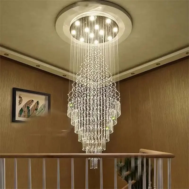 LED Crystal Staircase Chandelier: Elegant Lighting for Home, Hotel, and Restaurant