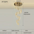 Luxury Crystal LED Chandelier for Modern Living Room and Spiral Staircase