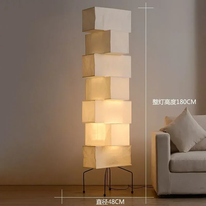 Rice Paper Floor Lamp Tripod Stand Ambient Light Living Room Decor