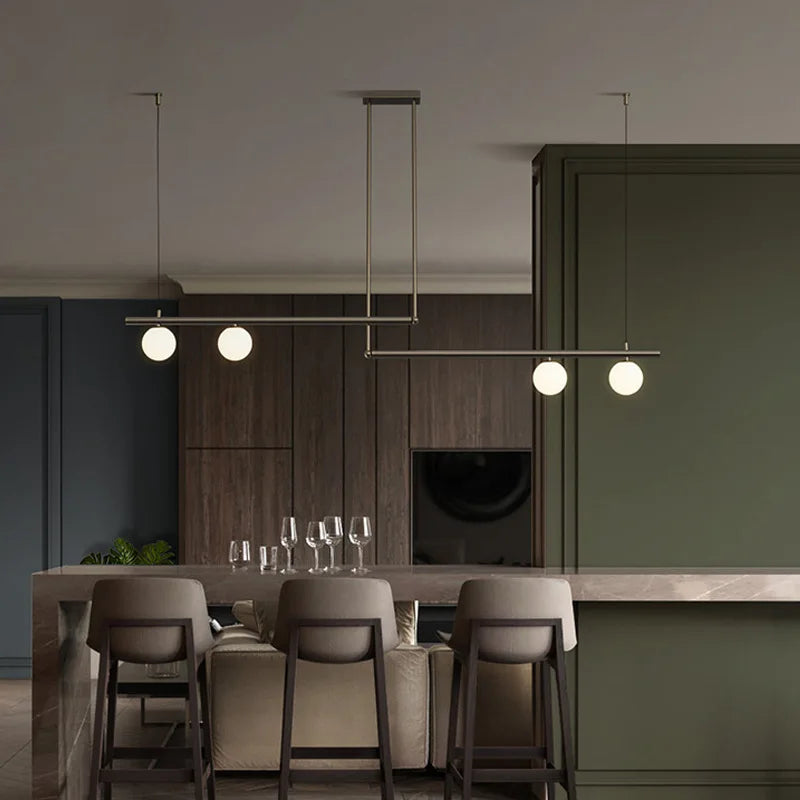 Minimalist Linear Pendant Light for Modern Living Room, LED Restaurant Chandelier