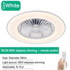 Modern Black 56cm Round Ceiling Fan with LED Light and Remote Control