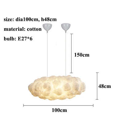 LED Cloud Chandelier: Floating Cotton Cloud Pendant Lamp for Nursery, Living Room, Kids Room