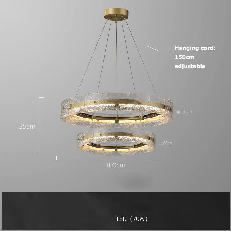 Water Ripple Glass Chandelier: Modern Luxury Living Room Ceiling Lamp for Home Decor