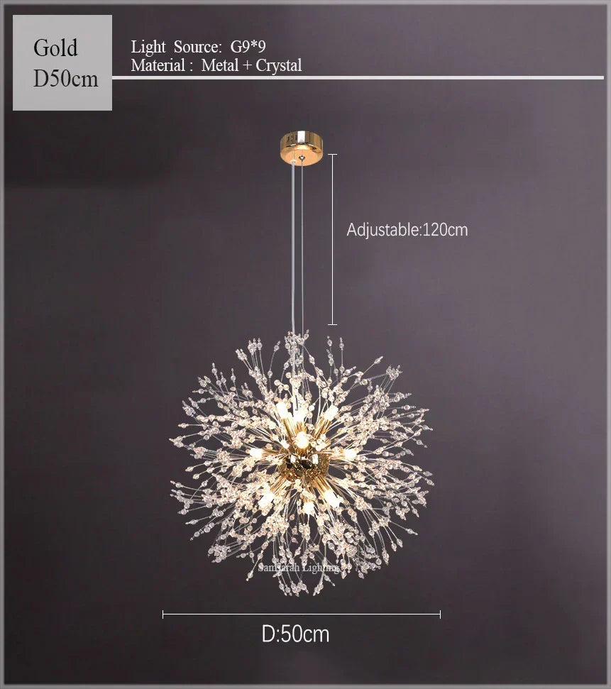 Dandelion Chandelier LED Sparkle Ball Crystal Lighting for Restaurant & Living Room